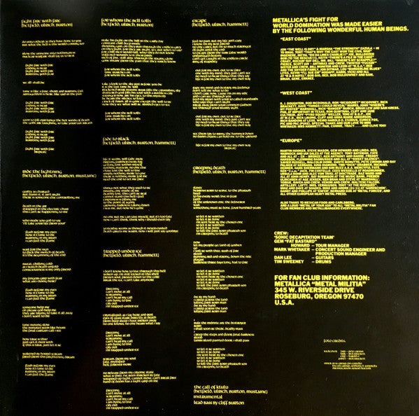 Metallica : Ride The Lightning (12",45 RPM,Album,Limited Edition,Reissue)