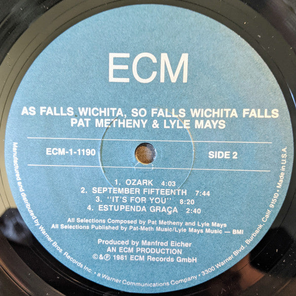 Pat Metheny & Lyle Mays : As Falls Wichita, So Falls Wichita Falls (LP,Album)