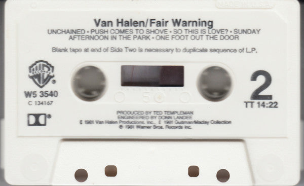 Van Halen : Fair Warning (Album,Club Edition)
