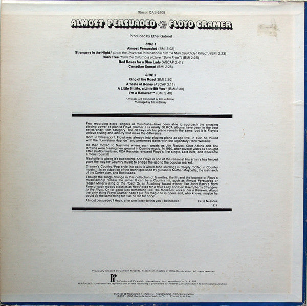 Floyd Cramer : Almost Persuaded And Other Hits (LP,Compilation,Reissue)
