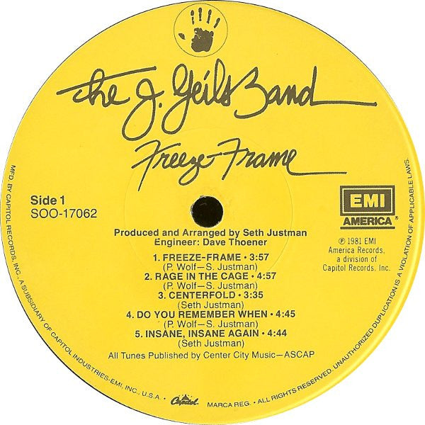 J. Geils Band, The : Freeze-Frame (LP,Album,Stereo)