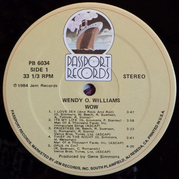 Wendy O. Williams : WOW (LP,Album,Stereo)