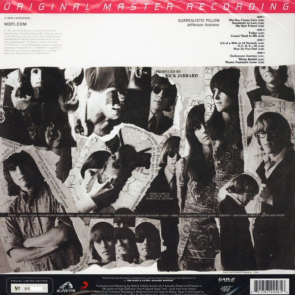 Jefferson Airplane : Surrealistic Pillow (12",45 RPM,Album,Limited Edition,Numbered,Reissue,Remastered,Mono)