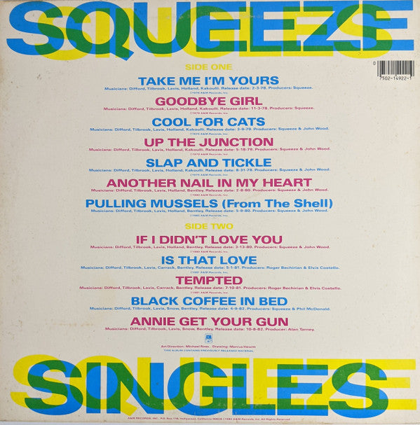 Squeeze (2) : Singles - 45's And Under (LP,Compilation,Repress)
