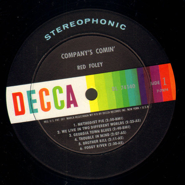 Red Foley : Company's Comin' (LP,Album,Stereo)