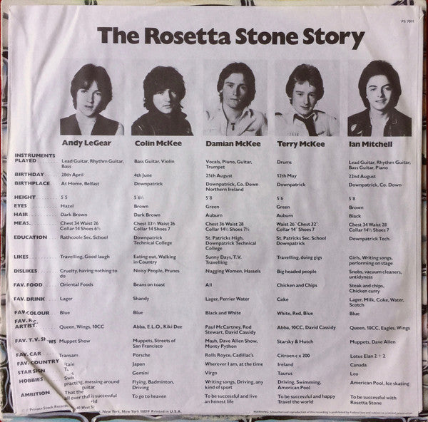 Rosetta Stone (2) : Rosetta Stone (LP,Album)