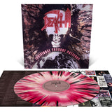 DEATH / INDIVIDUAL THOUGHT PATTERNS HOT PINK, BONE WHITE AND RED TRI COLOR MERGE WITH BLACK, GOLD AND BROWN SPLATTER VINYL