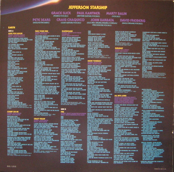 Jefferson Starship : Earth (LP,Album)