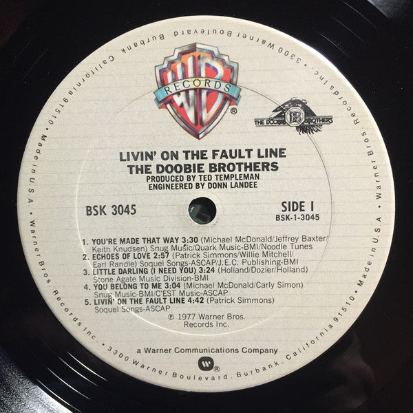 Doobie Brothers, The : Livin' On The Fault Line (LP,Album,Club Edition)