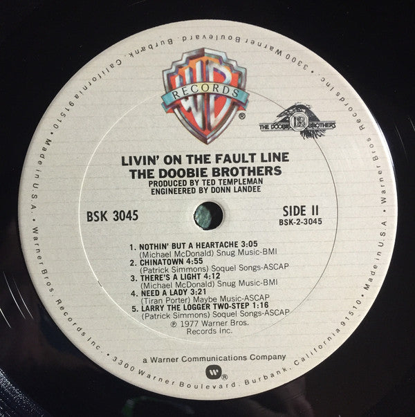 Doobie Brothers, The : Livin' On The Fault Line (LP,Album,Club Edition)