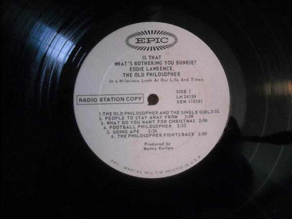 Eddie Lawrence : Is That's What's Bothering You, Bunkie? (LP,Album,Promo,Mono)