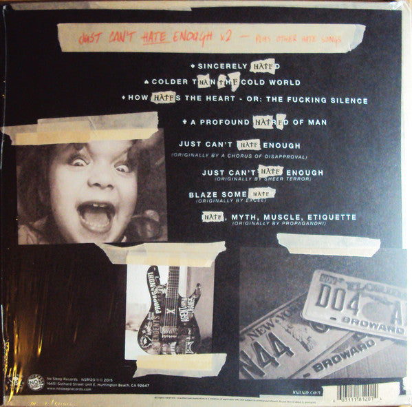 Shai Hulud : Just Can't Hate Enough X 2 - Plus Other Hate Songs (12",33 ⅓ RPM,Single Sided,EP,Limited Edition)