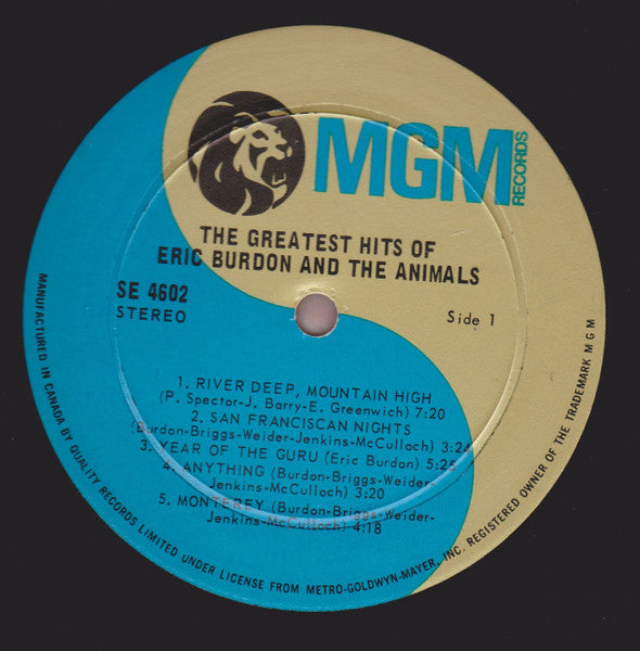 Eric Burdon & The Animals : The Greatest Hits OF Eric Burdon And The Animals (LP,Album,Compilation,Stereo)
