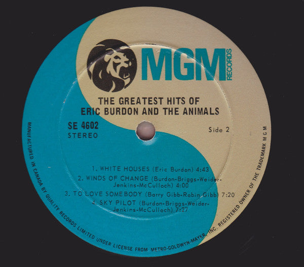 Eric Burdon & The Animals : The Greatest Hits OF Eric Burdon And The Animals (LP,Album,Compilation,Stereo)
