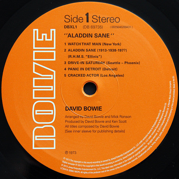 David Bowie : Aladdin Sane (LP,Album,Reissue,Remastered,Stereo)