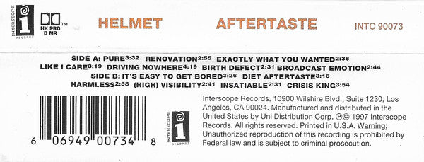Helmet (2) : Aftertaste (Album)