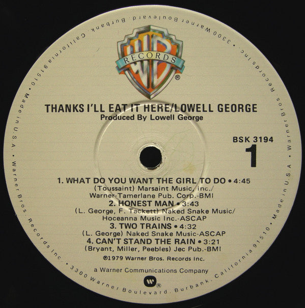 Lowell George : Thanks I'll Eat It Here (LP,Album)