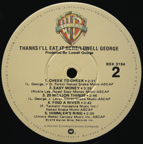 Lowell George : Thanks I'll Eat It Here (LP,Album)