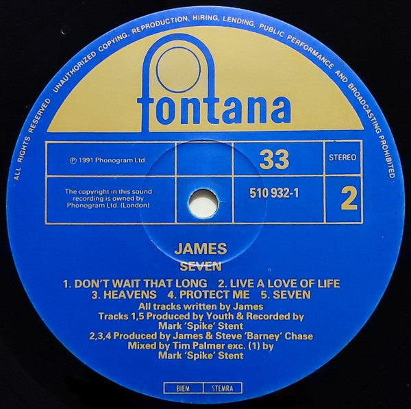 James : Seven (LP,Album,Stereo)