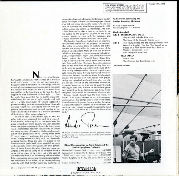 Nikolai Rimsky-Korsakov : André Previn, London Symphony Orchestra : Scheherazade (LP,Album,Stereo)