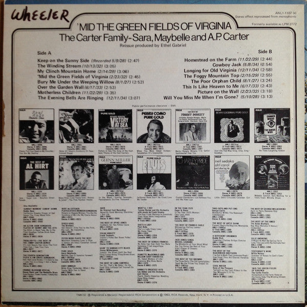 Carter Family, The : 'Mid The Green Fields Of Virginia (LP,Album,Reissue,Stereo)