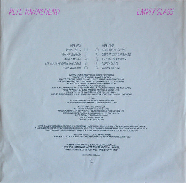 Pete Townshend : Empty Glass (LP,Album)