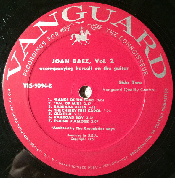 Joan Baez : Joan Baez Vol. 2 (LP,Album,Mono)