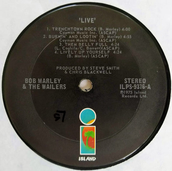 米LP Bob Marley, Wailers Live! ILPS9376  Records /00260 Bob Marley & The Wailers - LIVE! VINYL LP 1975 Island Records