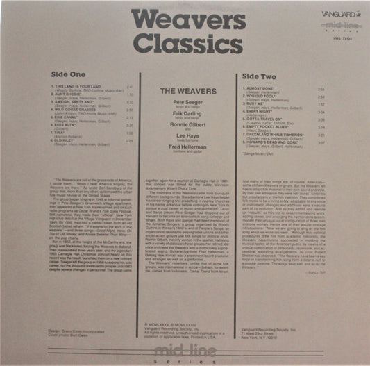 Weavers, The : Weavers Classics (LP,Compilation)