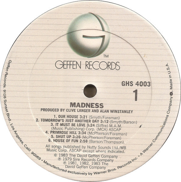 Madness : Madness (LP,Compilation,Club Edition)