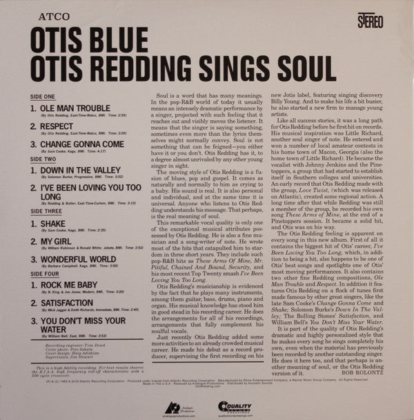 Otis Redding : Otis Blue / Otis Redding Sings Soul (12",45 RPM,Album,Reissue,Remastered,Stereo)