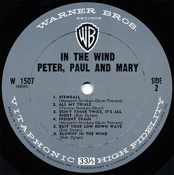 Peter, Paul & Mary : In The Wind (LP,Album,Mono)