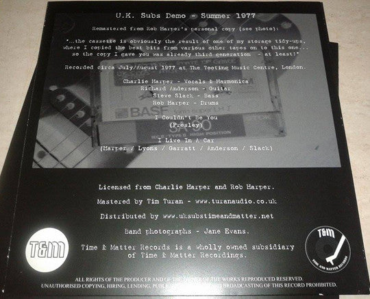 UK Subs : Summer 1977 Demo (7",45 RPM,Limited Edition,Numbered)