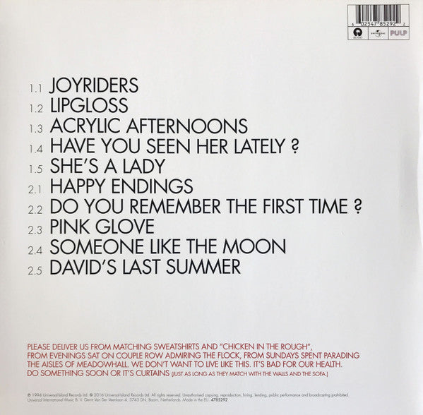 Pulp : His 'N' Hers (LP,Album,Reissue)