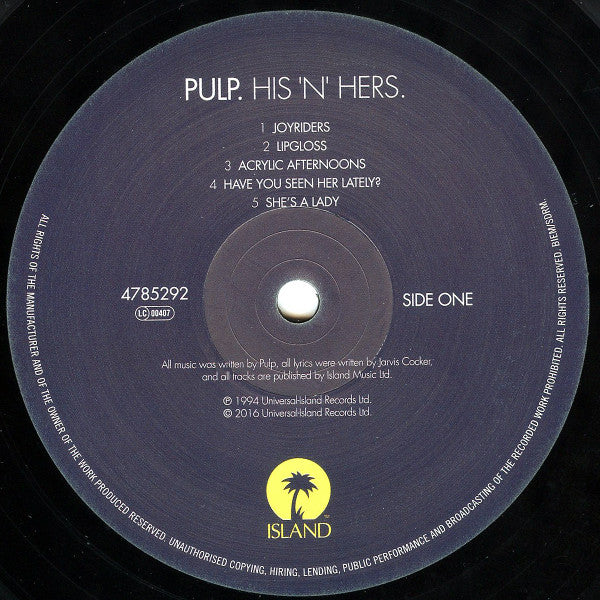 Pulp : His 'N' Hers (LP,Album,Reissue)