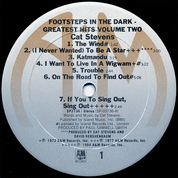 Cat Stevens : Footsteps In The Dark - Greatest Hits Volume Two (LP,Compilation,Club Edition)