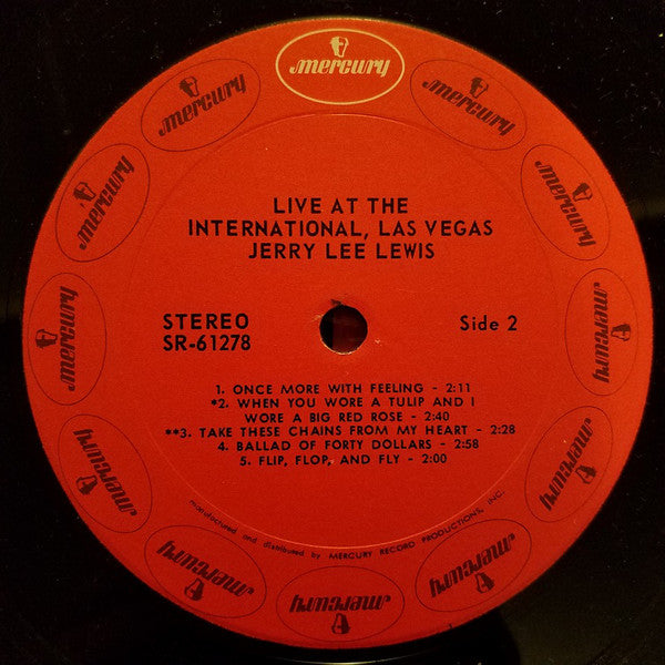 Jerry Lee Lewis : Live At The International, Las Vegas (LP,Album,Stereo)