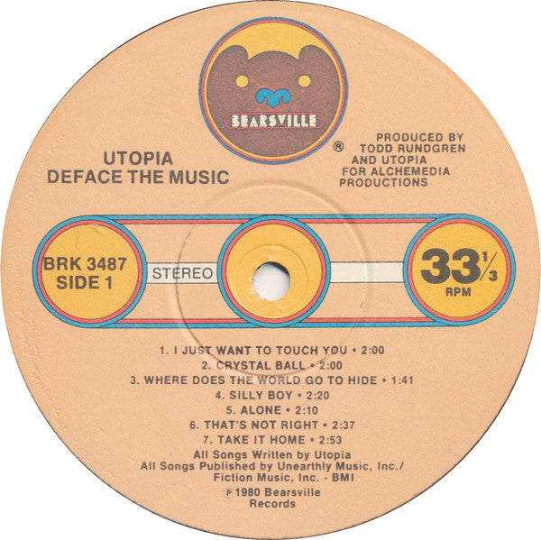 Utopia (5) : Deface The Music (LP,Album,Stereo)