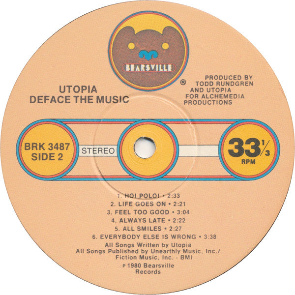 Utopia (5) : Deface The Music (LP,Album,Stereo)