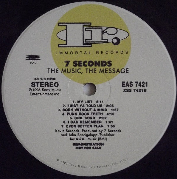 7 Seconds : The Music, The Message (LP,Album,Promo)