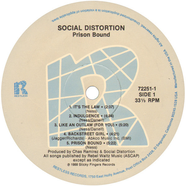 Social Distortion : Prison Bound (LP,Album)