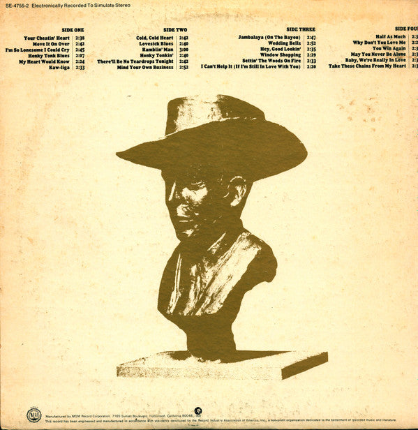 Hank Williams : 24 Of Hank Williams' Greatest Hits (LP,Compilation,Stereo)