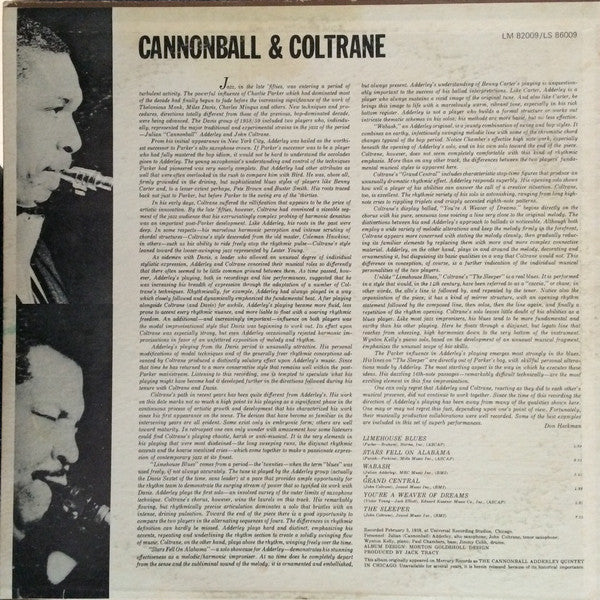 Cannonball Adderley & John Coltrane : Cannonball & Coltrane (LP,Album,Reissue,Stereo)