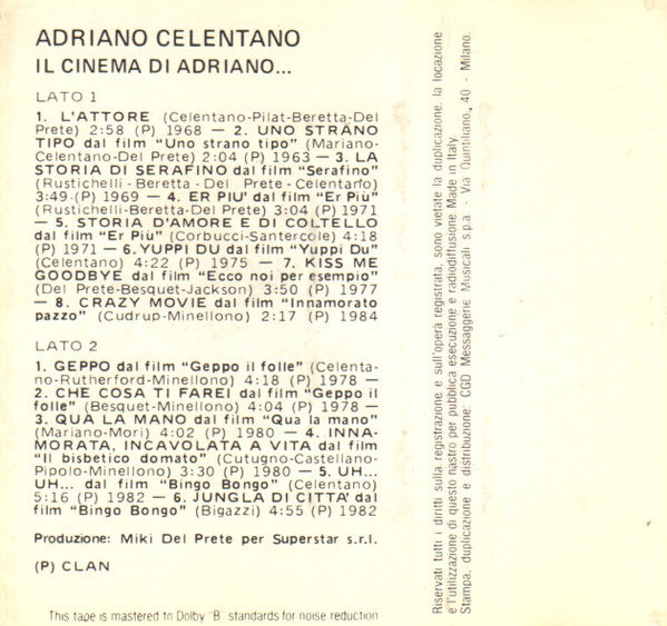 Adriano Celentano : Il Cinema Di Adriano (Compilation)