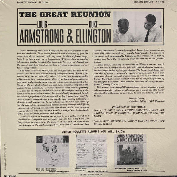 Louis Armstrong & Duke Ellington : The Great Reunion (LP,Album,Reissue,Stereo)