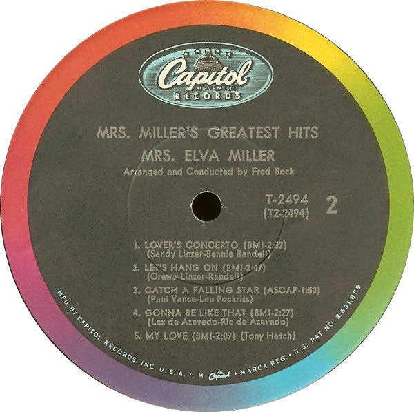 Mrs. Elva Miller : Mrs. Miller's Greatest Hits (LP,Mono,Album)