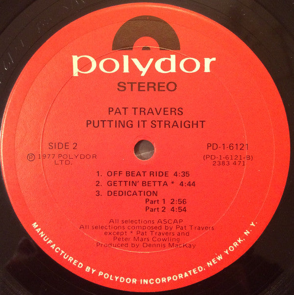 Pat Travers : Putting It Straight (LP,Album)