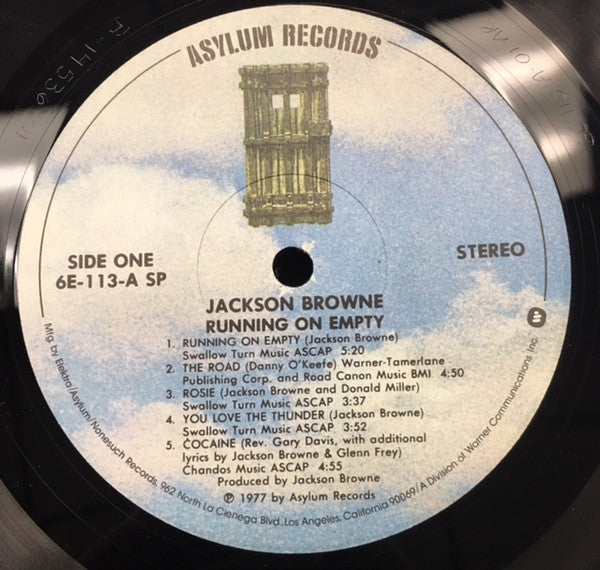 Jackson Browne : Running On Empty (LP,Album,Stereo)