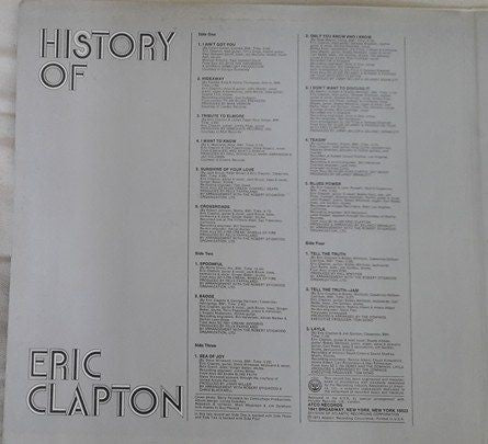 Eric Clapton : History Of Eric Clapton (LP,Compilation,Club Edition,Stereo)