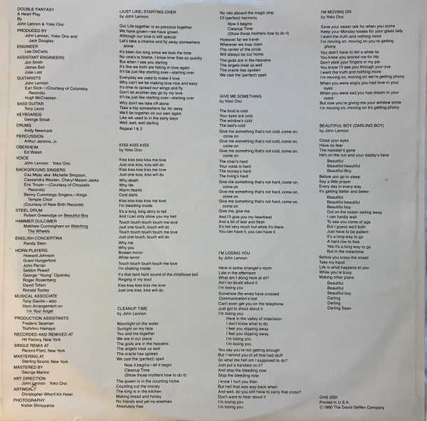 John Lennon & Yoko Ono : Double Fantasy (LP,Album)